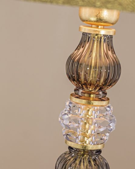 Table Lamps Dafne Dafne 109/LM gold leaf-golden teak-crystal table lamp-fabric ivory shade View 3